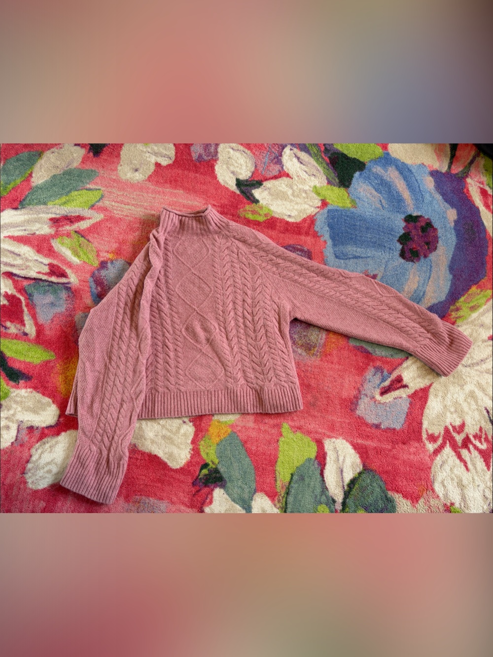 J. Crew Dusty Rose Cable Turtleneck Sweater